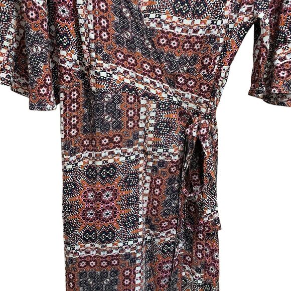 Earthbound Trading Co. Womens Paisley Boho Maxi Wrap Dress M Maximalist Vacation - Picture 2 of 7